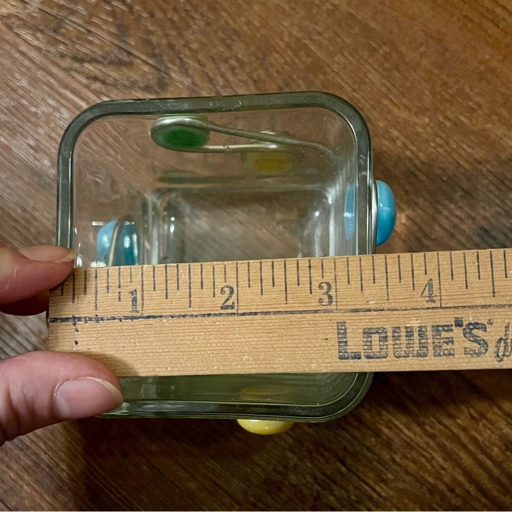 Small Sea Glass Colorful Square Candle Holder Trinket Dish Decor - Picture 9 of 9